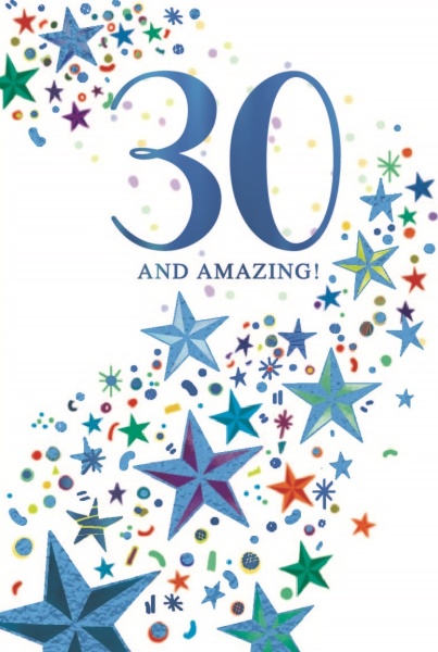 Blue Stars 30th Birthday Card