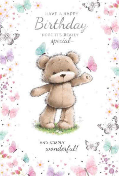 Butterfly Bear Birthday Card