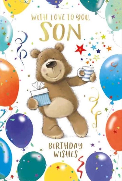 Balloon Bear Son Birthday Card