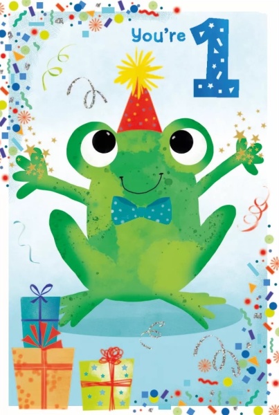 Birthday Frog 1st Birthday Card