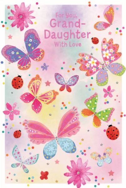 Butterflies & Ladybirds Grand-Daughter Birthday Card