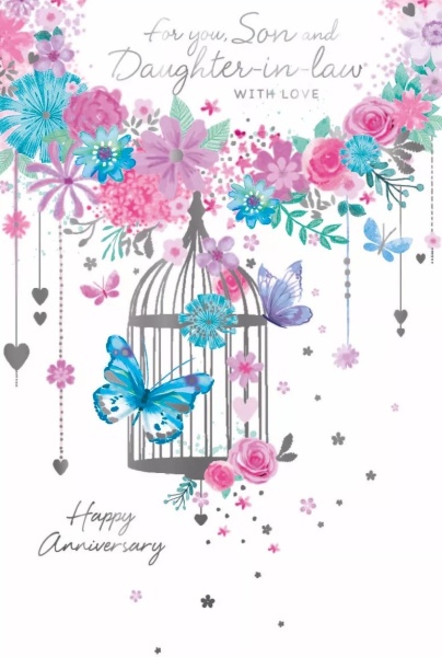 Bird Cage & Butterflies Son & Daughter-In-Law Anniversary Card