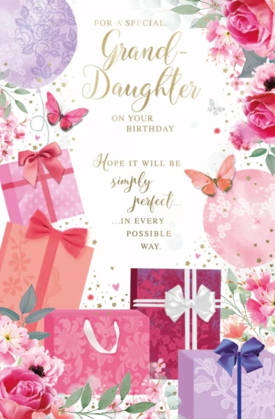 Pretty Presents Grand-Daughter Birthday Card