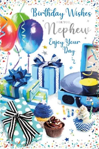 Cupcakes & Record Player Nephew Birthday Card