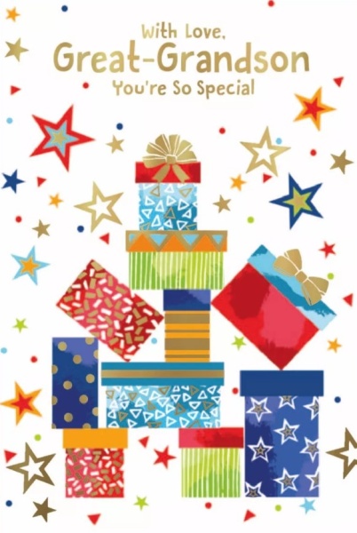 Presents & Stars Great-Grandson Birthday Card