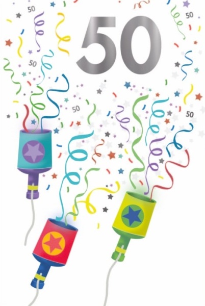 Party Poppers 50th Birthday Card