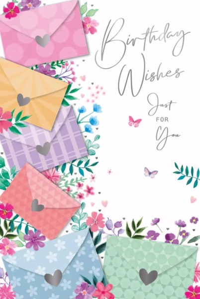 Envelopes & Flowers Birthday Card