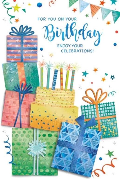 Presents & Cake Shine Birthday Card