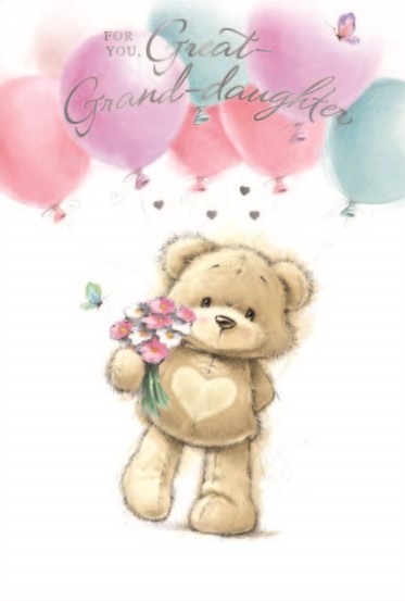 Heart Teddy Great-Grand-Daughter Birthday Card