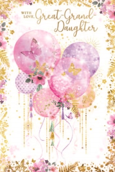 Butterflies, Flowers & Balloons Great-Grand-Daughter Birthday Card