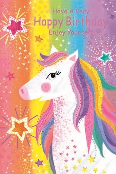 Rainbow & Stars Pony Birthday Card