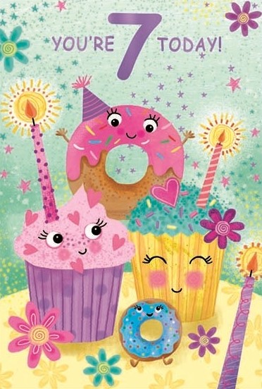 Doughnut & Cupcakes 7th Birthday Card