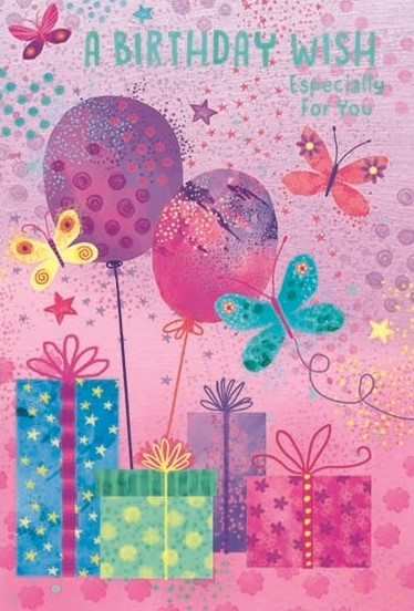 Butterflies & Presents Birthday Card