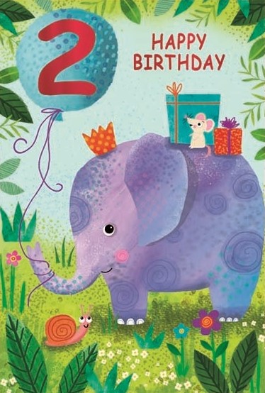 Birthday Elephant 2nd Birthday Card