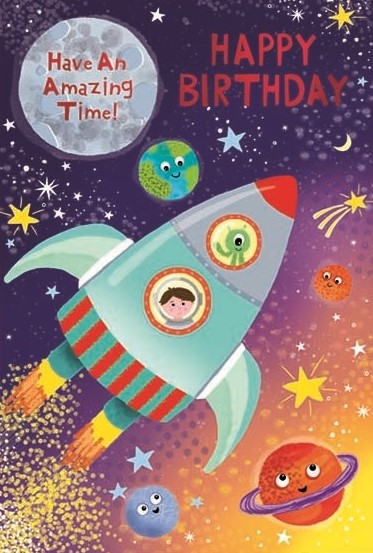 Space Rocket Birthday Card