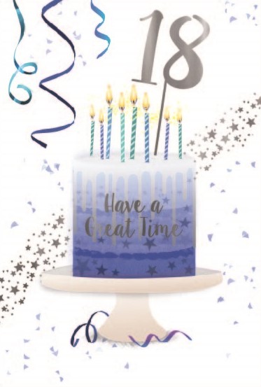 Blue Birthday Cake 18th Birthday Card