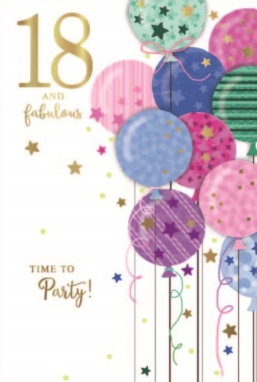 Balloons & Stars 18th Birthday Card