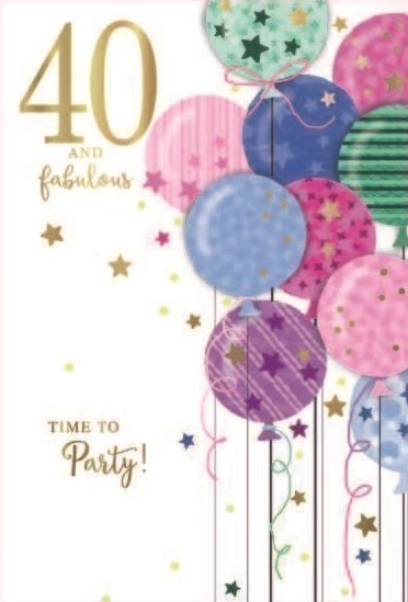 Balloons & Stars 40th Birthday Card