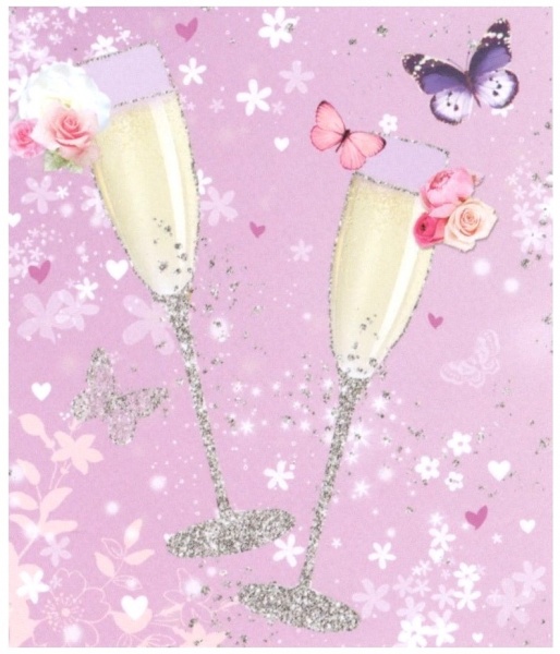 Champagne & Flowers Wedding Gift Tag