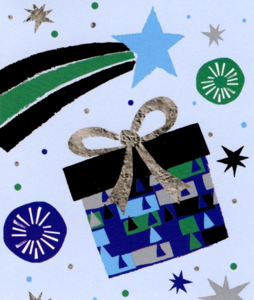 Blue Presents & Stars Gift Tag