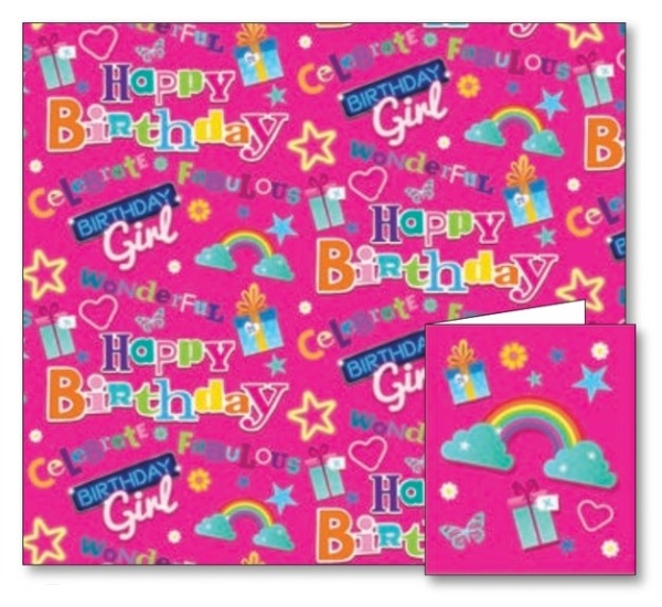 Birthday Girl Gift Wrap Sheets & Tags Set