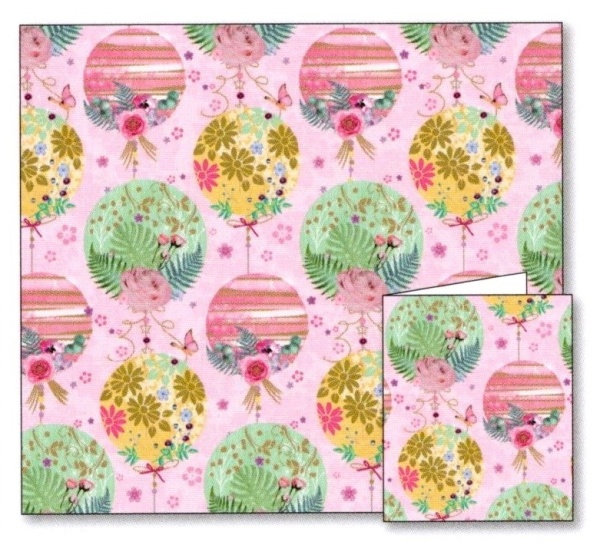 Floral Balloons Gift Wrap Sheets & Tags Set