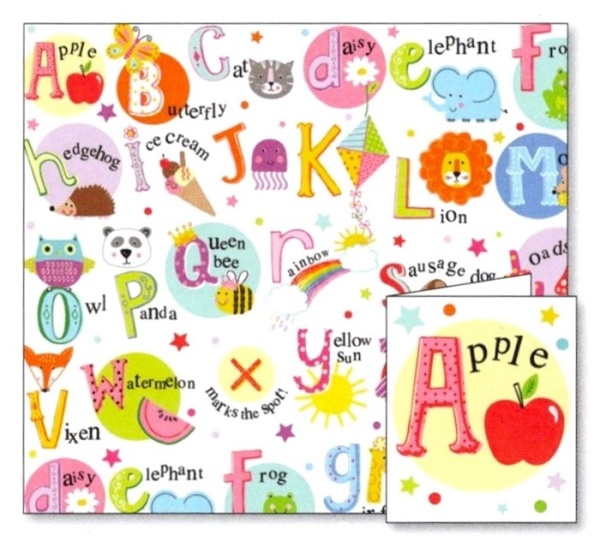 Alphabet Gift Wrap Sheets & Tags Set