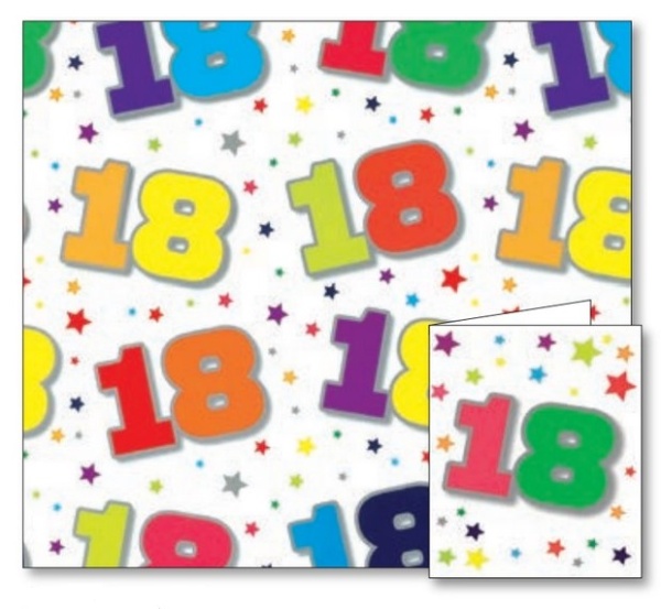 18th Birthday Gift Wrap Sheet & Tags Set