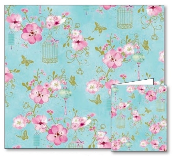 Blossoms Gift Wrap Sheets & Tags Set