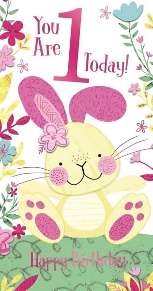 Rabbit 1st Birthday Card