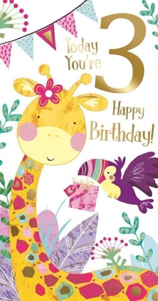 Giraffe 3rd Birthday Card