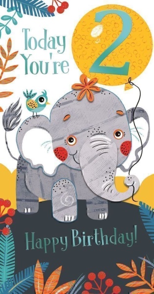 Elephant 2nd Birthday Card