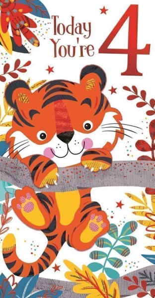 Tiger 4th Birthday Card