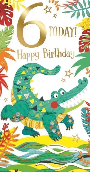 Crocodile 6th Birthday Card