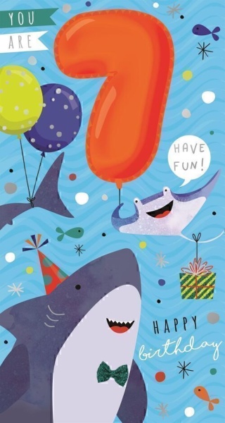 Shark 7th Birthday Card