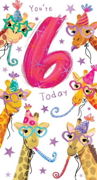 Giraffes 6th Birthday Card