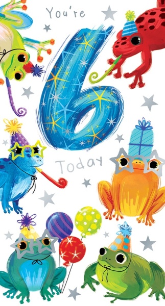 Frogs 6th Birthday Card