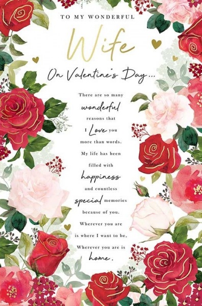 Roses Wife Valentine's Day Card