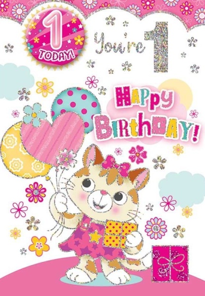 Kitten 1st Birthday Card & Badge