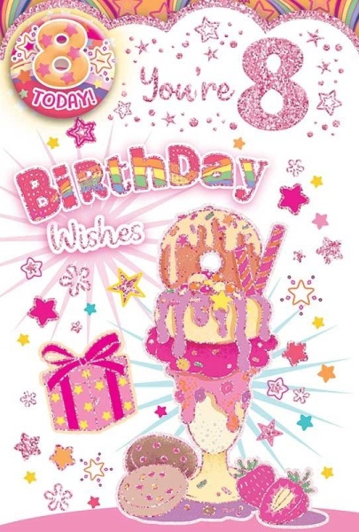 Doughnut Sundae 8th Birthday Card & Badge