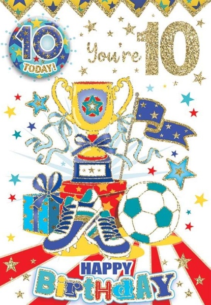 Football Champion 10th Birthday Card & Badge