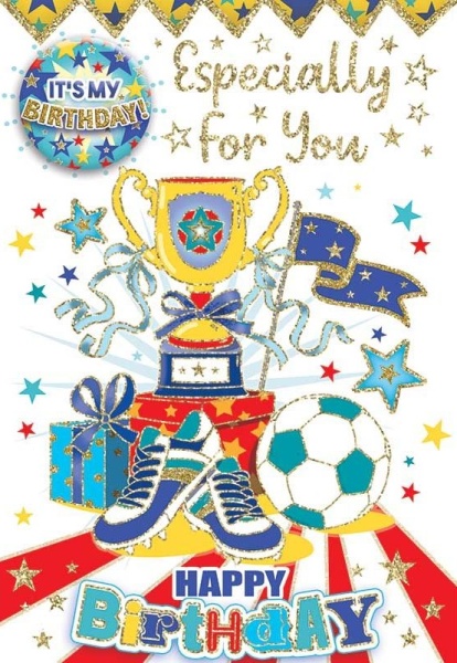 Football Champion Birthday Card & Badge