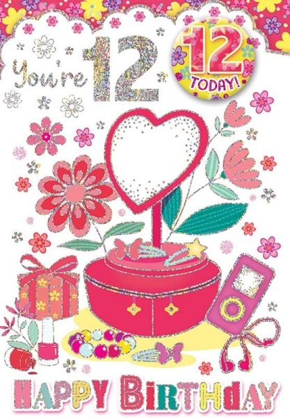 Dressing Table 12th Birthday Card & Badge