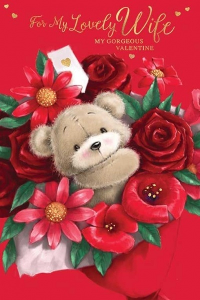 Red Flowers Wife Valentine's Day Card