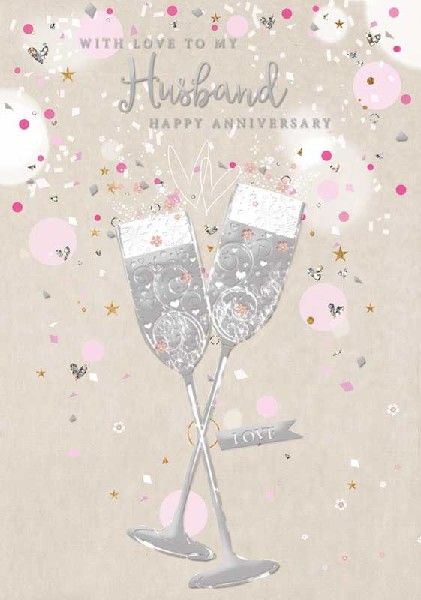 Champagne Flutes Husband Anniversary Card