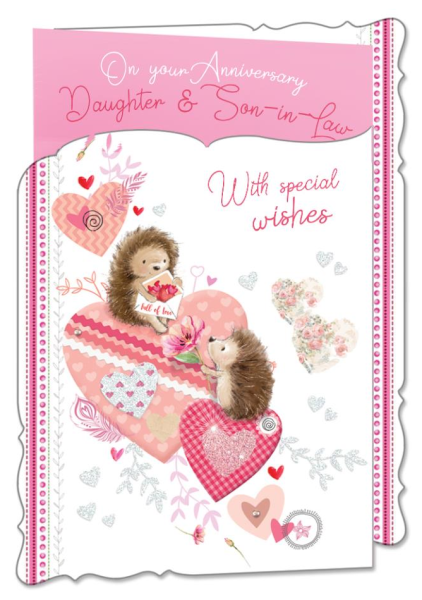 Hedgehog Hearts Daughter & Son-In-Law Anniversary Card