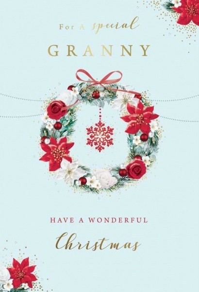 Snowflake Wreath Granny Christmas Card