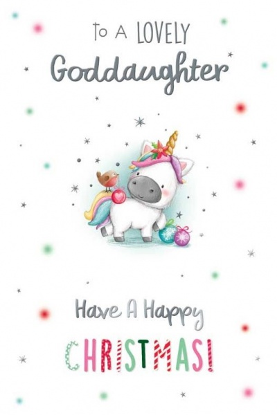 Unicorn God-Daughter Christmas Card