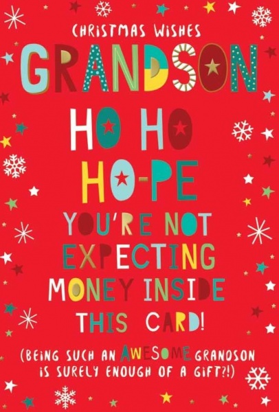 Ho Ho Ho-Pe Grandson Christmas Card