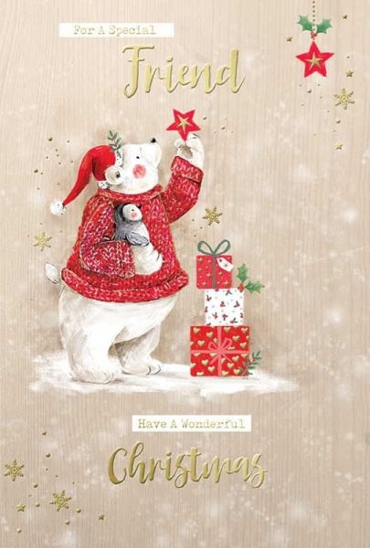 Festive Polar Bear Friend Christmas Card